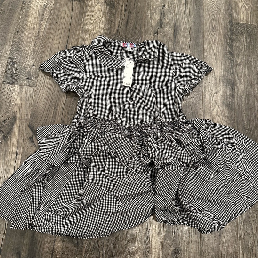 Black and white gingham Peterpan collar dress